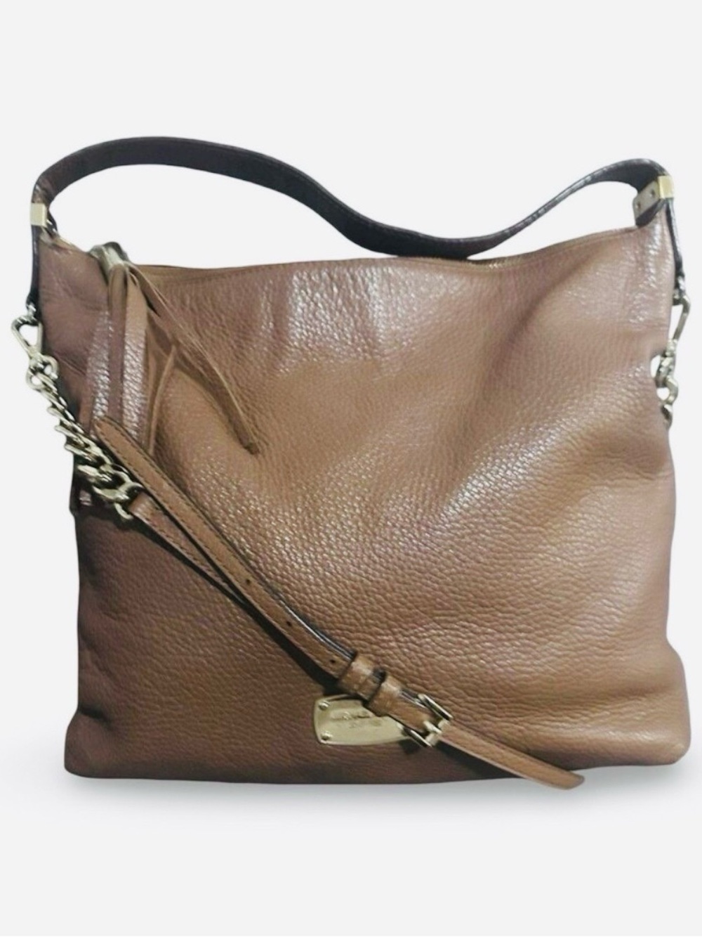 Michael Kors pebbled leather two-Way Hobo Caramel Brown handbag